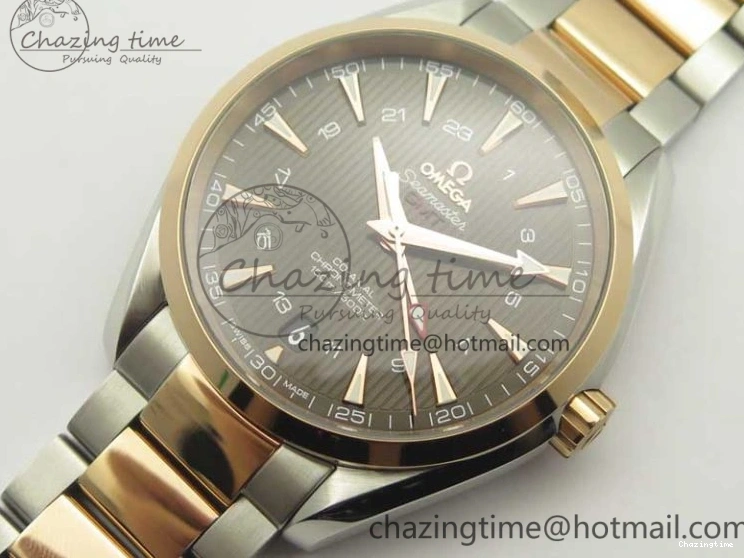 0511 Aqua Terra 150M GMT SS RG VSF 1:1 Best Edition Brown Textured Dial on SS RG Bracelet A8605 Super Clone Original 8058